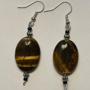 Genuine Oval Tiger Eye Earrings